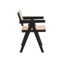 Silla Madera Negra Rattan Con Asiento Natural