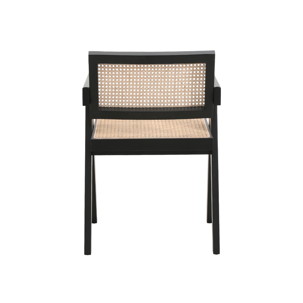 Silla Madera Negra Rattan Con Asiento Natural