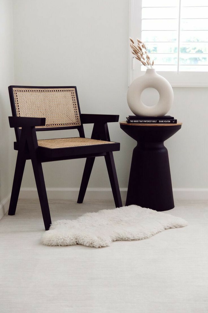 Silla Madera Negra Rattan Con Asiento Natural
