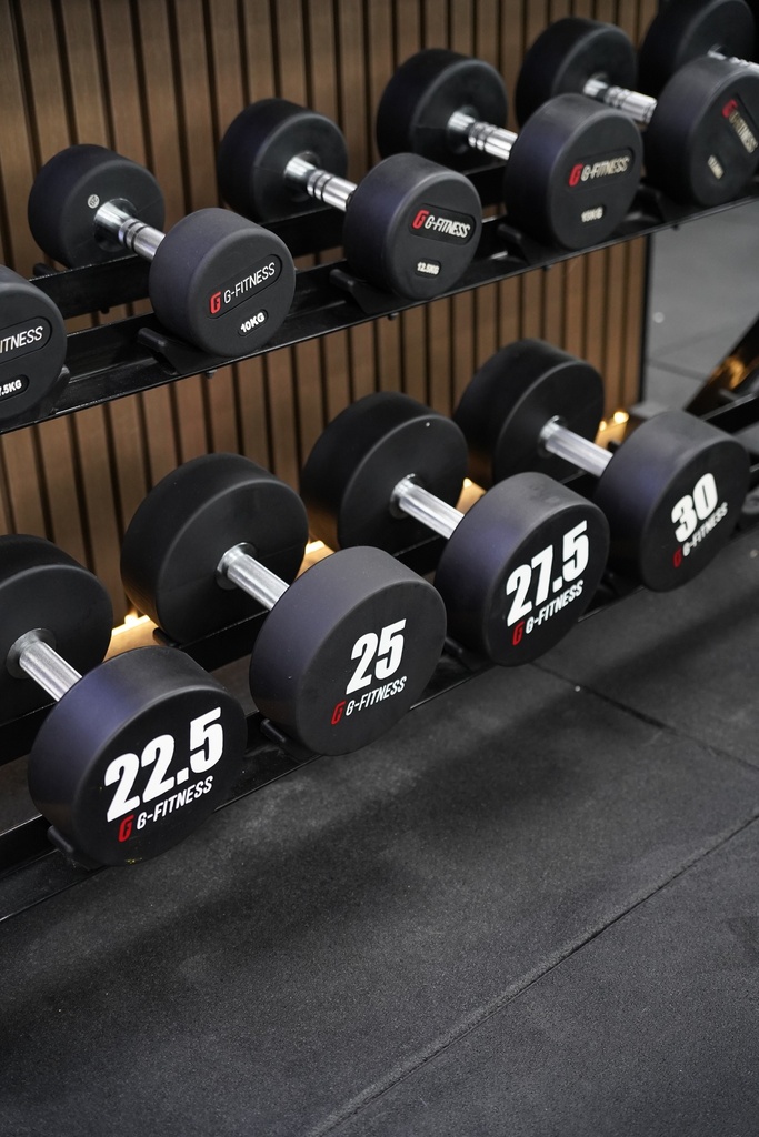 Mancuerna TPU con logo G-Fitness 30KG