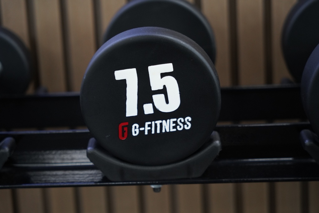 Mancuerna TPU con logo G-Fitness 7,5KG