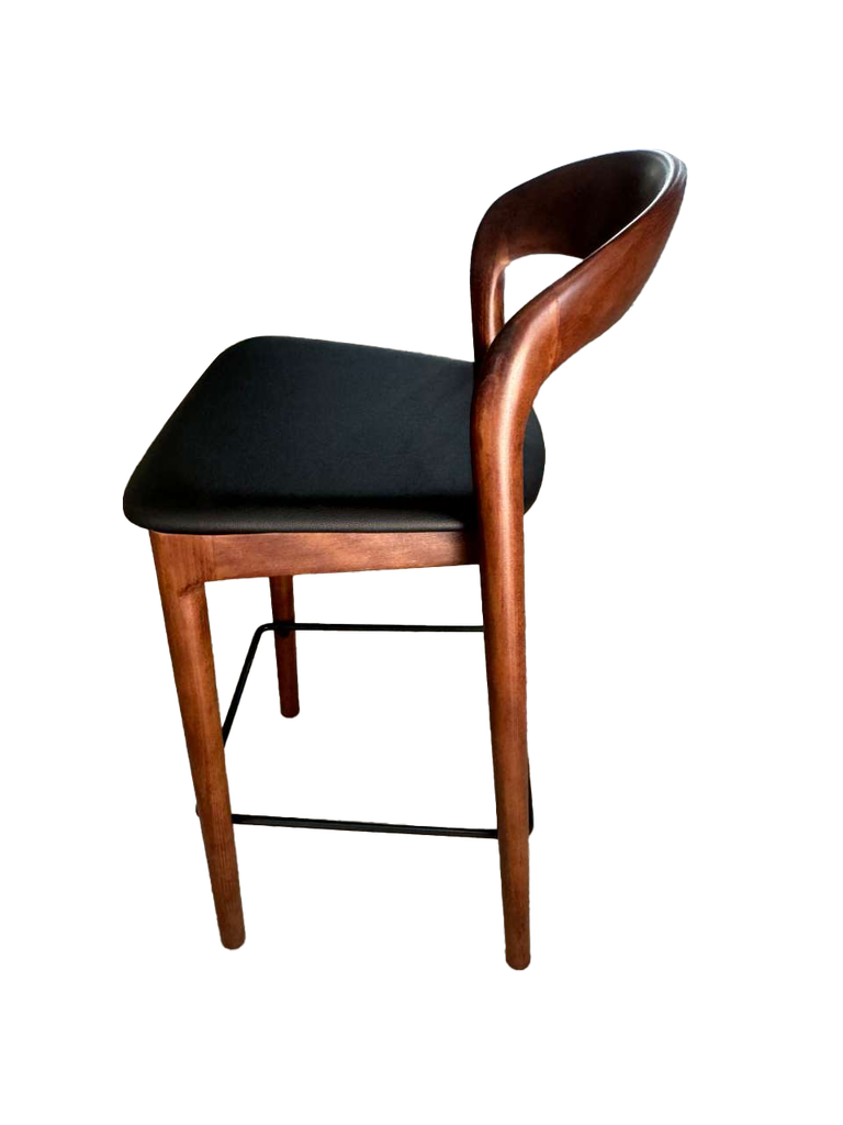 Silla Alta Madera Negra Asiento PU